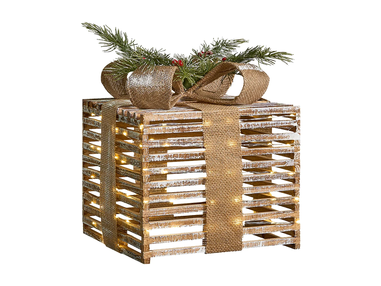 Lot de 3 décorations de Noël LED ROINE Cadeaux de Noël 15/20/25 cm Marron