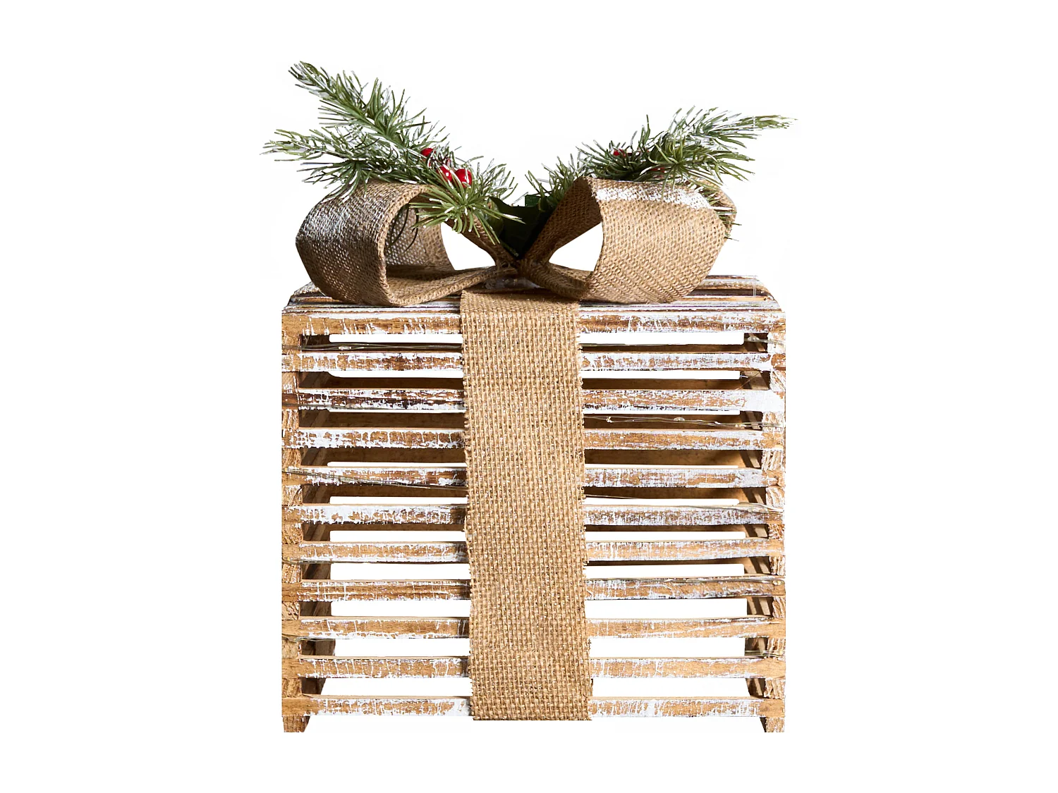 Lot de 3 décorations de Noël LED ROINE Cadeaux de Noël 15/20/25 cm Marron