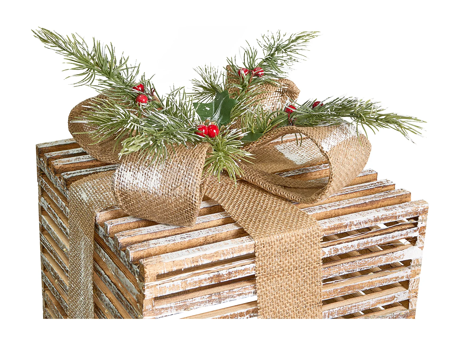 Lot de 3 décorations de Noël LED ROINE Cadeaux de Noël 15/20/25 cm Marron