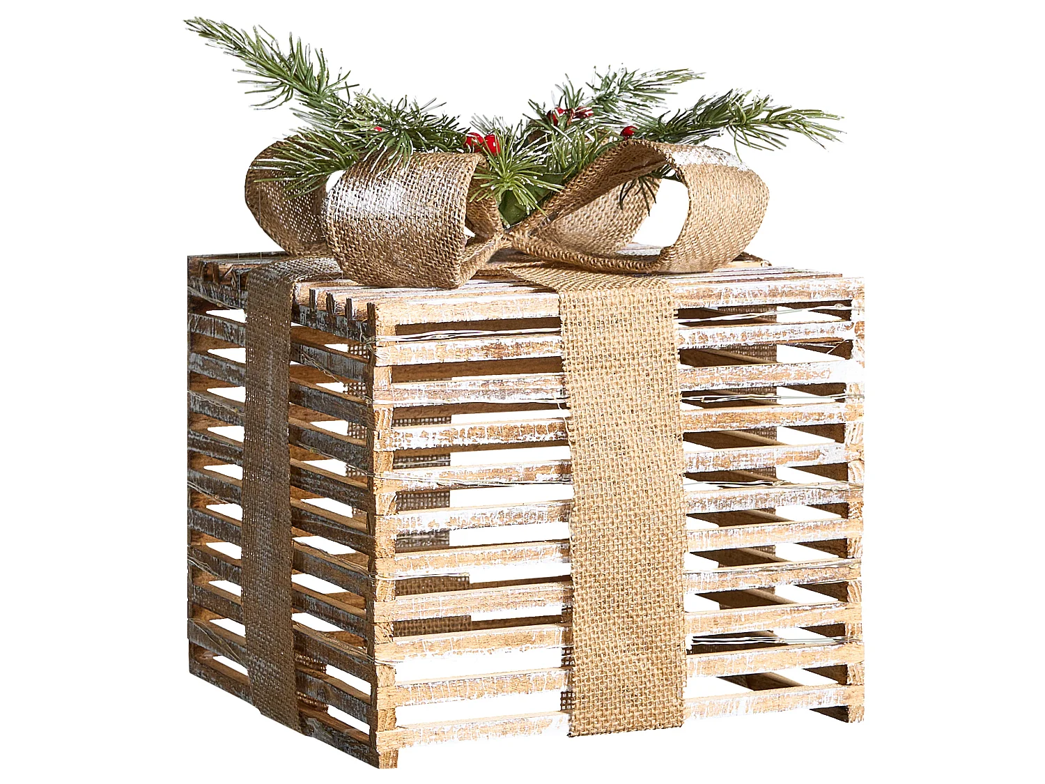 Lot de 3 décorations de Noël LED ROINE Cadeaux de Noël 15/20/25 cm Marron