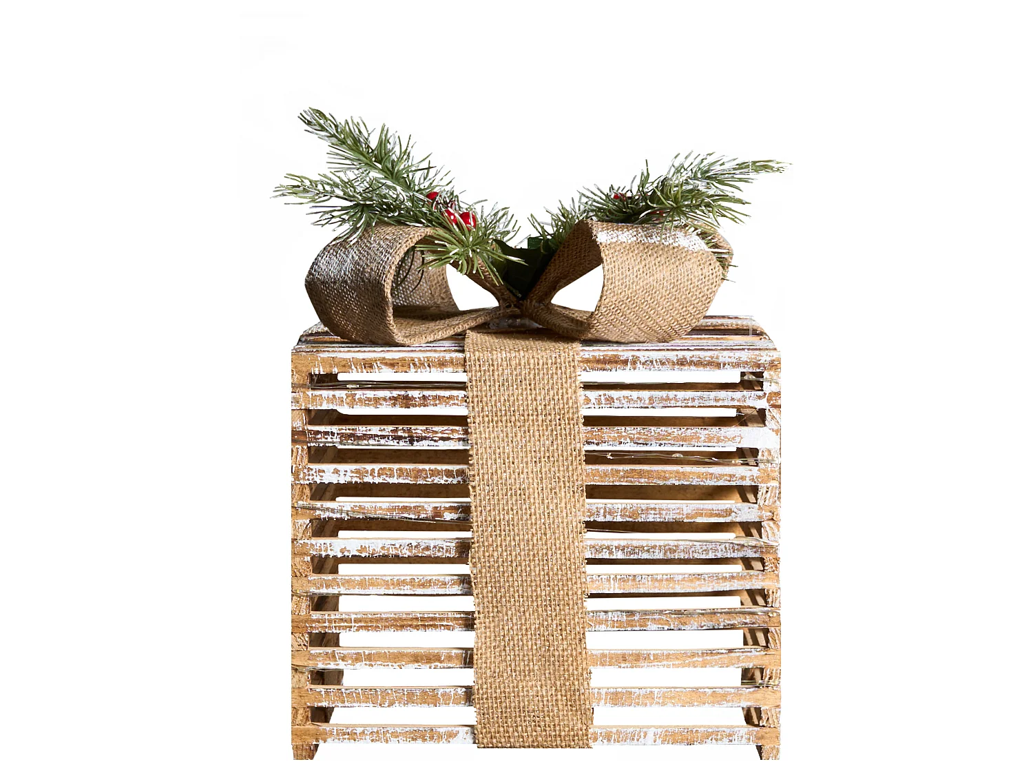 Lot de 3 décorations de Noël LED ROINE Cadeaux de Noël 15/20/25 cm Marron