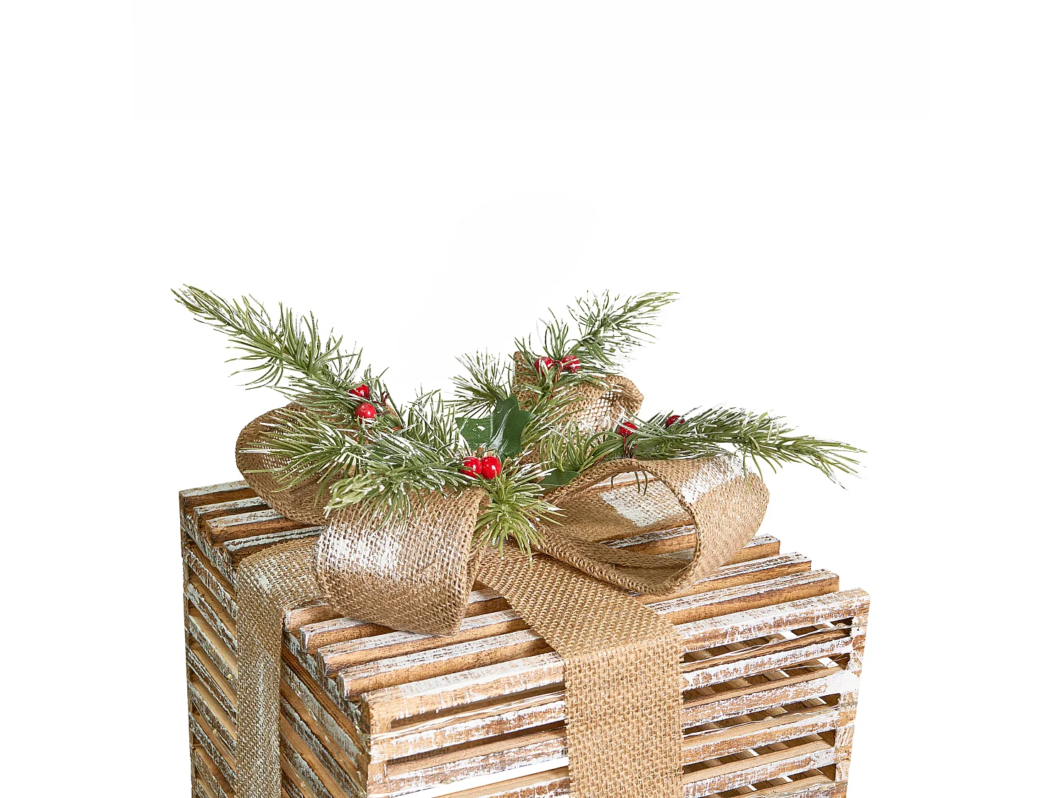 Lot de 3 décorations de Noël LED ROINE Cadeaux de Noël 15/20/25 cm Marron