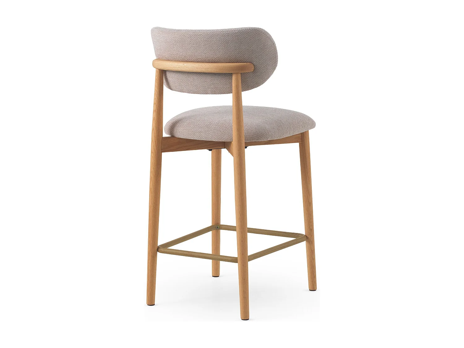 Pack 2 taburetes con respaldo de madera de roble tapizado en beige