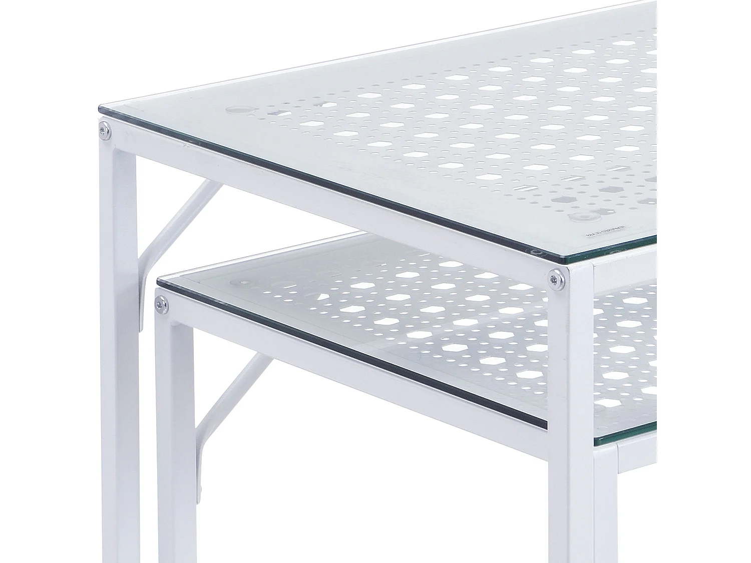 Ensemble de 2 consoles tables de couloir en métal plateau en verre industriel