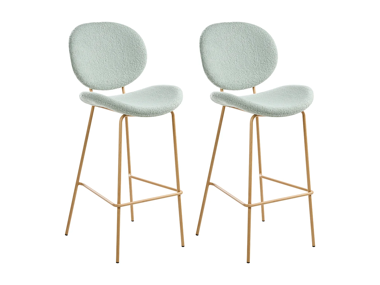 Lot de 2 chaises de bar LUANA Bouclé Vert clair
