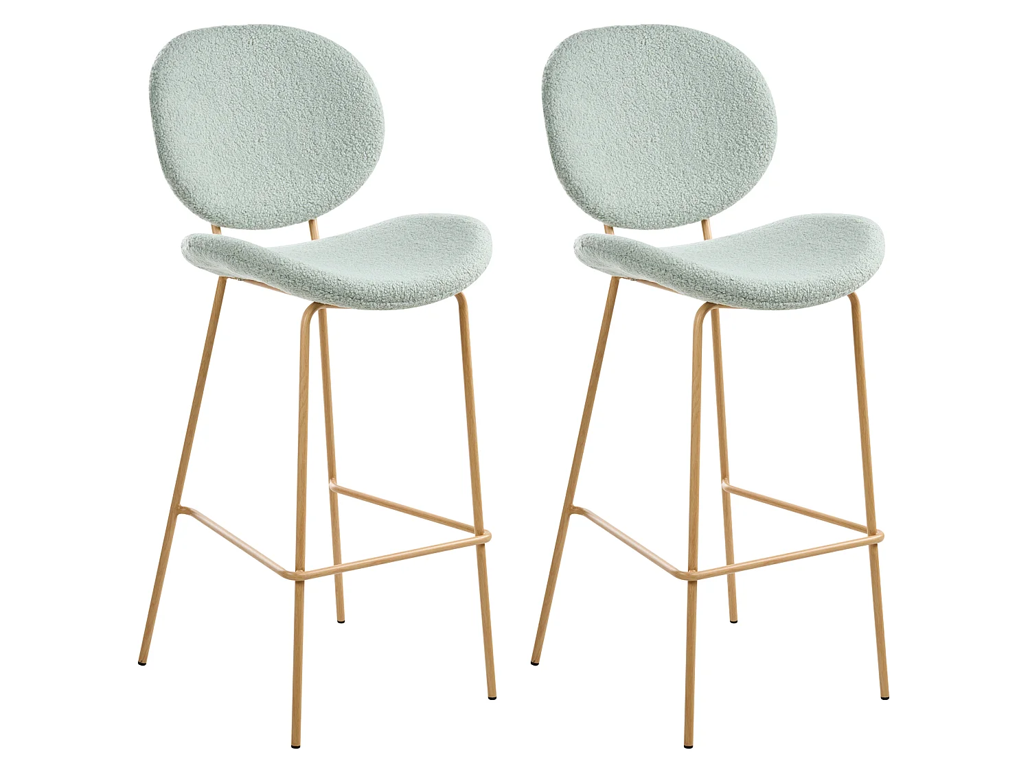 Set of 2 Bar Chairs LUANA Boucle Light Green