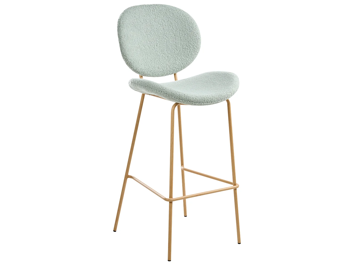 Set of 2 Bar Chairs LUANA Boucle Light Green