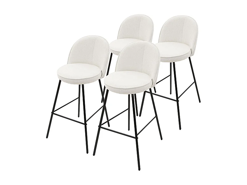 ML-Design Set di 4 sgabelli da bar beige, in tessuto, A 75 cm, con schienale e poggiapiedi, sedia alta per cucina, sgabello da bistrot o bancone