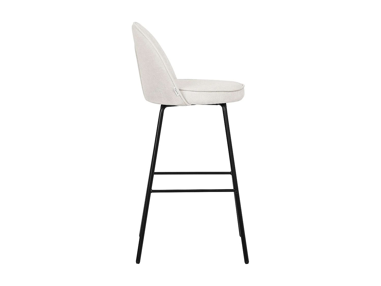 Lot 4 tabourets de bar tissu beige hauteur 75 cm avec dossier et repose-pieds cadre en métal chaises de comptoir sièges hauts de cuisine bistrot îlot