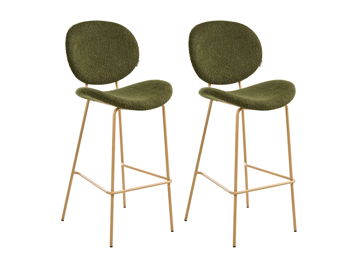 Lot de 2 chaises de bar LUANA Bouclé Vert foncé