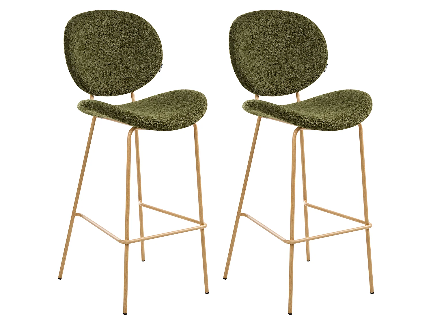 Lot de 2 chaises de bar LUANA Bouclé Vert foncé