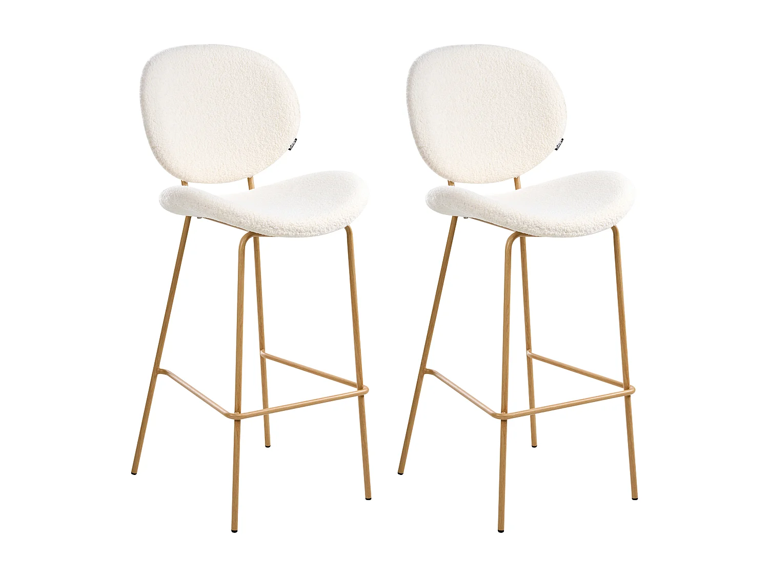 Lot de 2 chaises de bar LUANA Bouclé Blanc