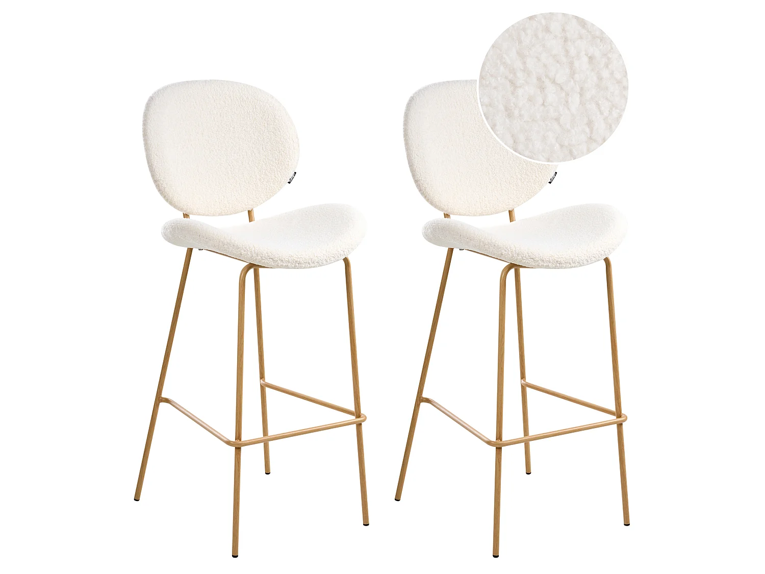 Lot de 2 chaises de bar LUANA Bouclé Blanc