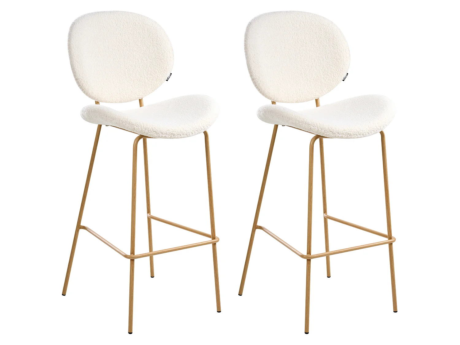 Lot de 2 chaises de bar LUANA Bouclé Blanc