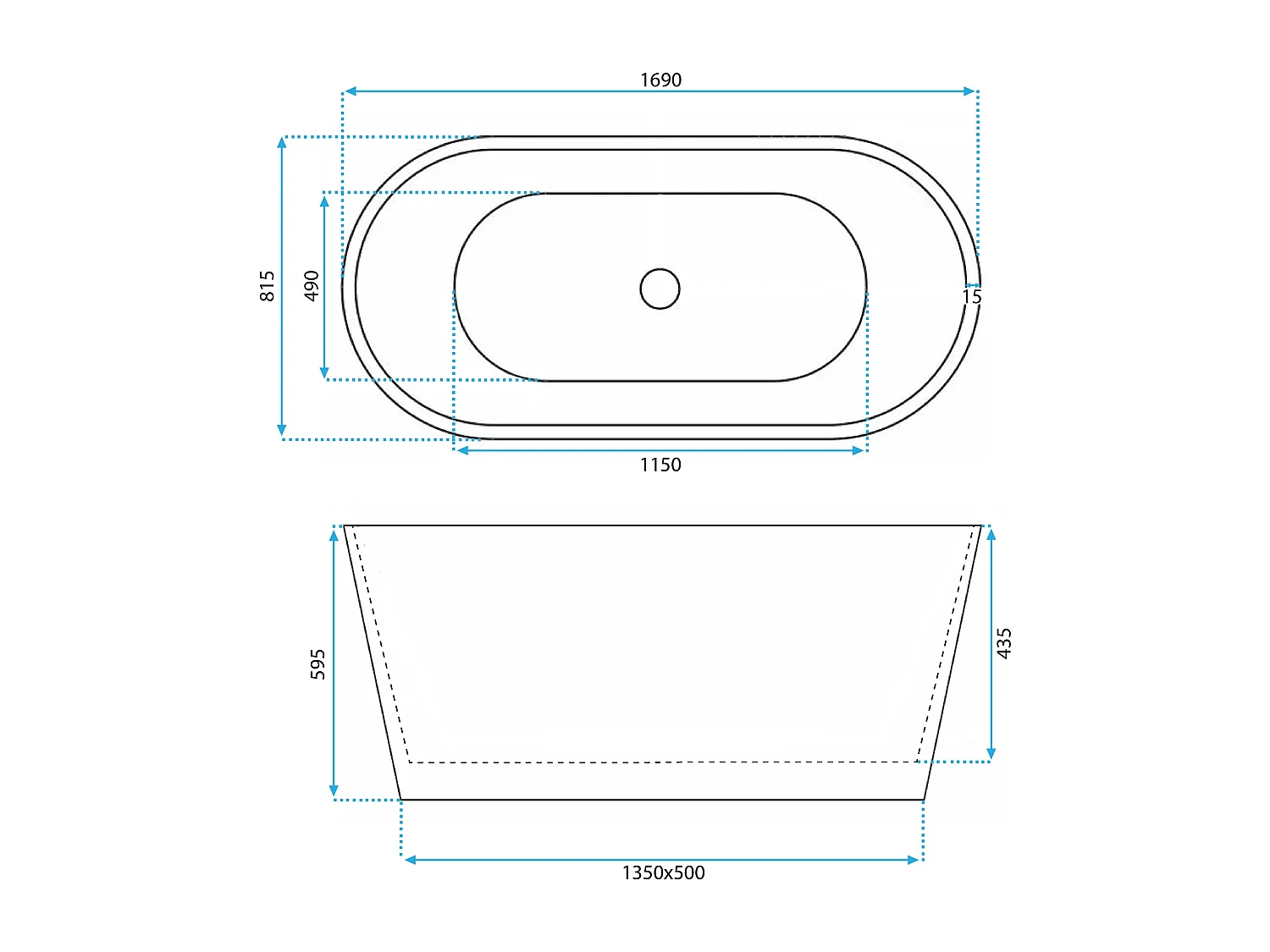 Baignoire Autoportante Rea Gaja 170 White