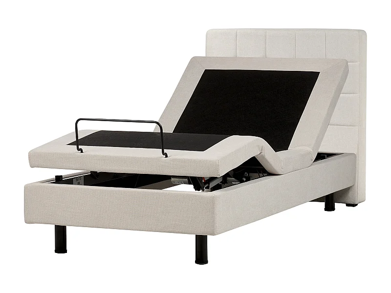 Bett verstellbar Stoff DUKE 90 x 200 cm Hellbeige
