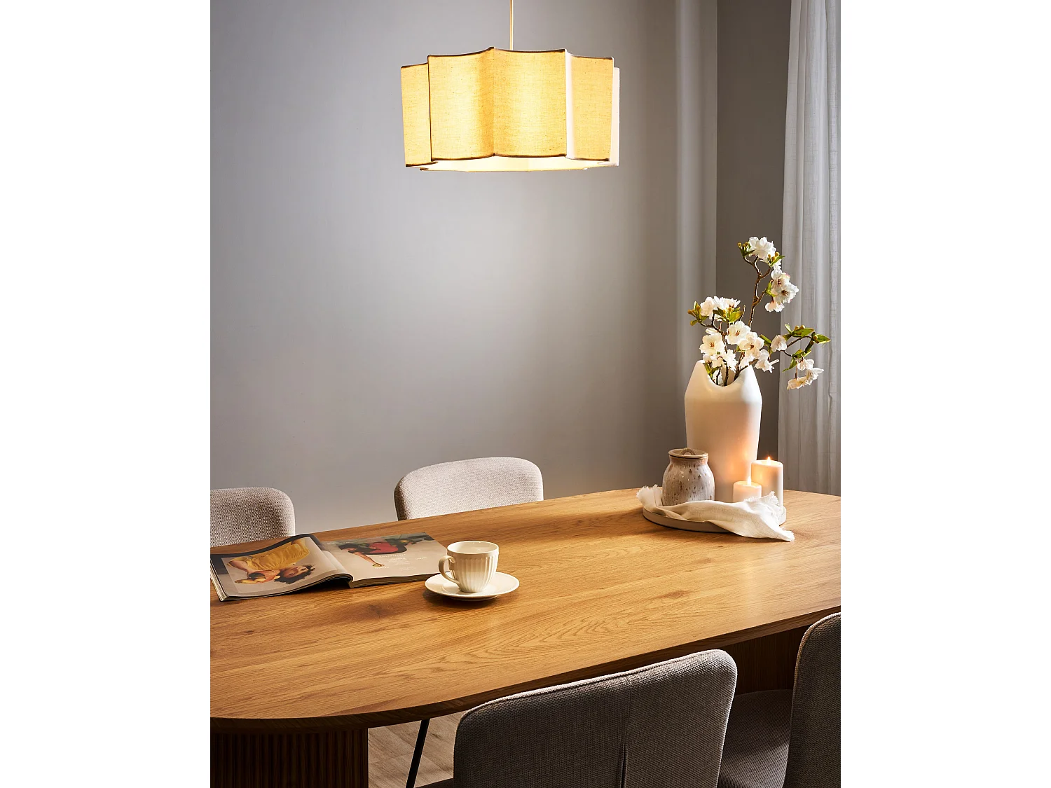 Lampe suspension LUENHA Métal Beige