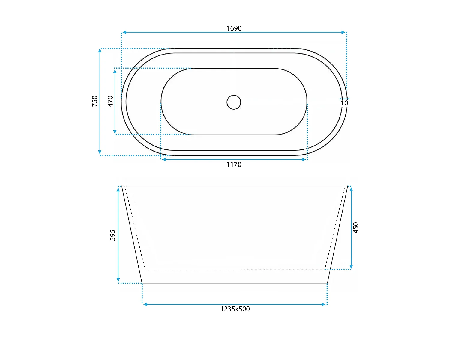 Baignoire Autoportante Rea Roma 170 White