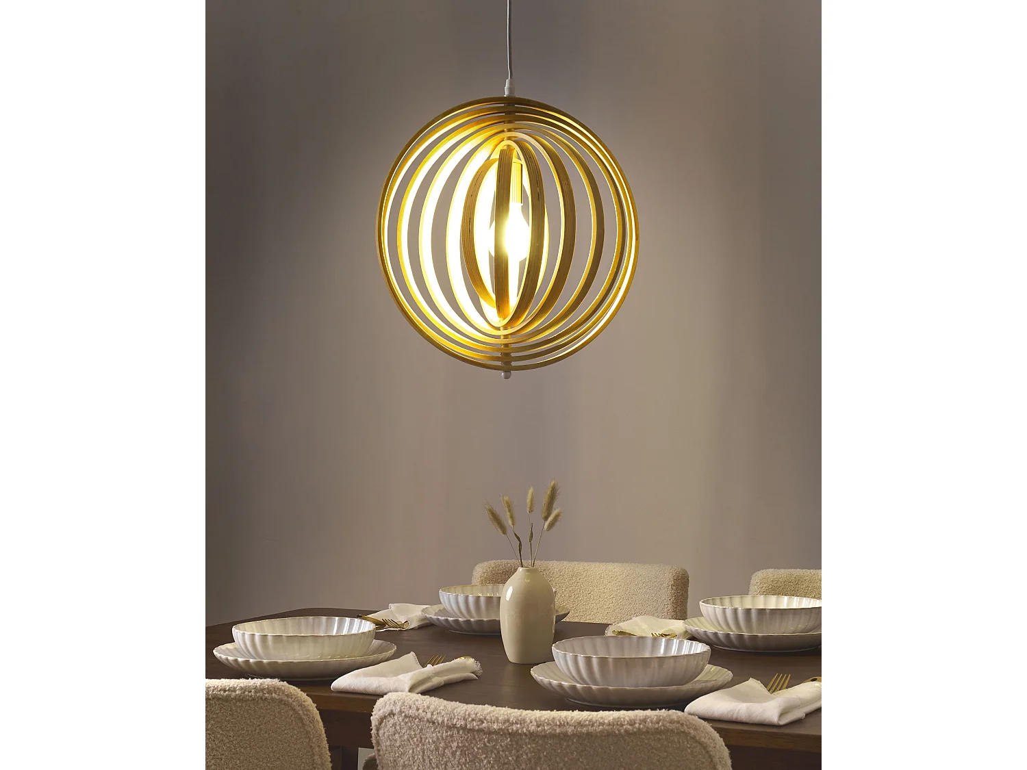Lampe suspension MURRELL Bois de peuplier Marron clair