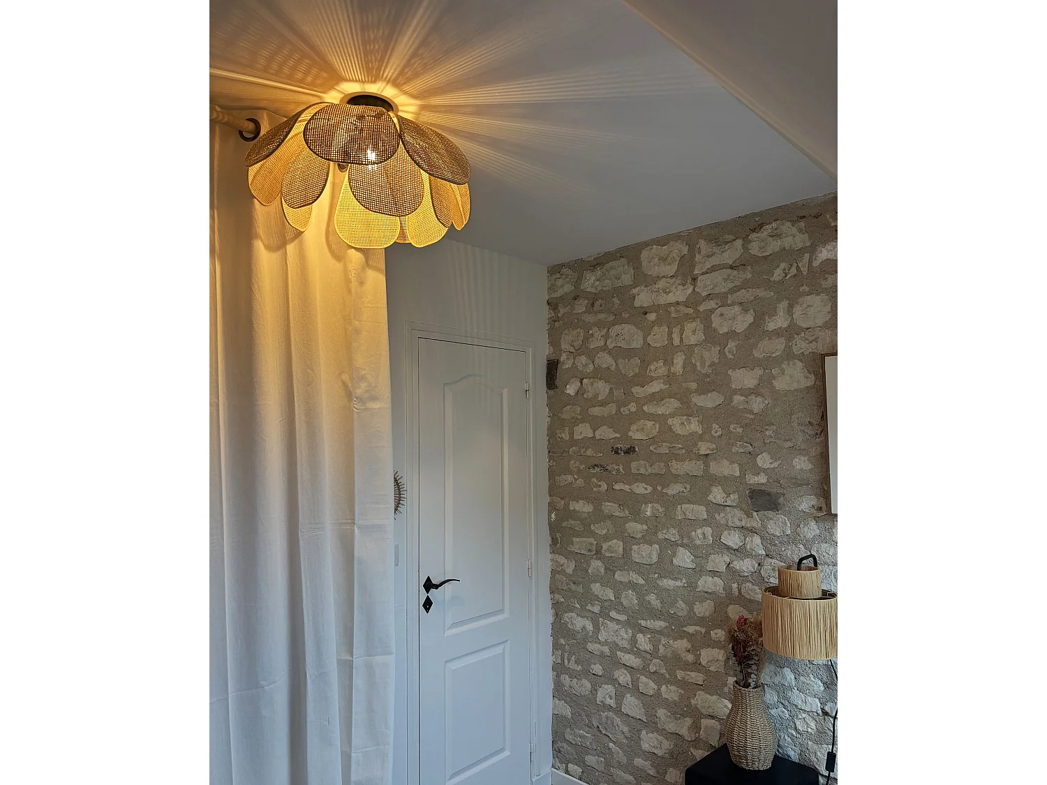 Ceiling Lamp CHIREDZI Rattan Natural