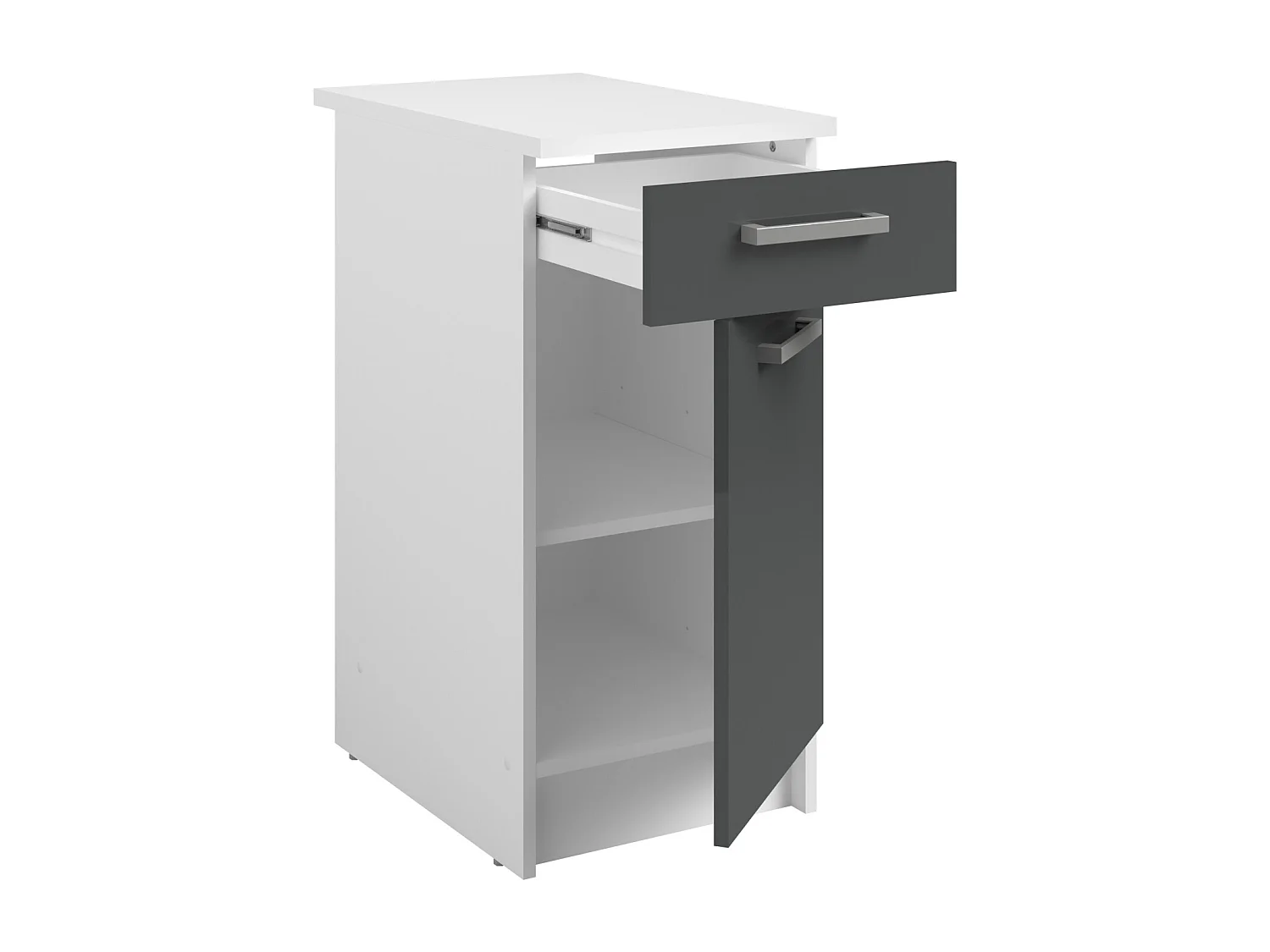 Cuisine complète - Avec plan de travail 240 cm - Gris brillant et Blanc - TRATTORIA