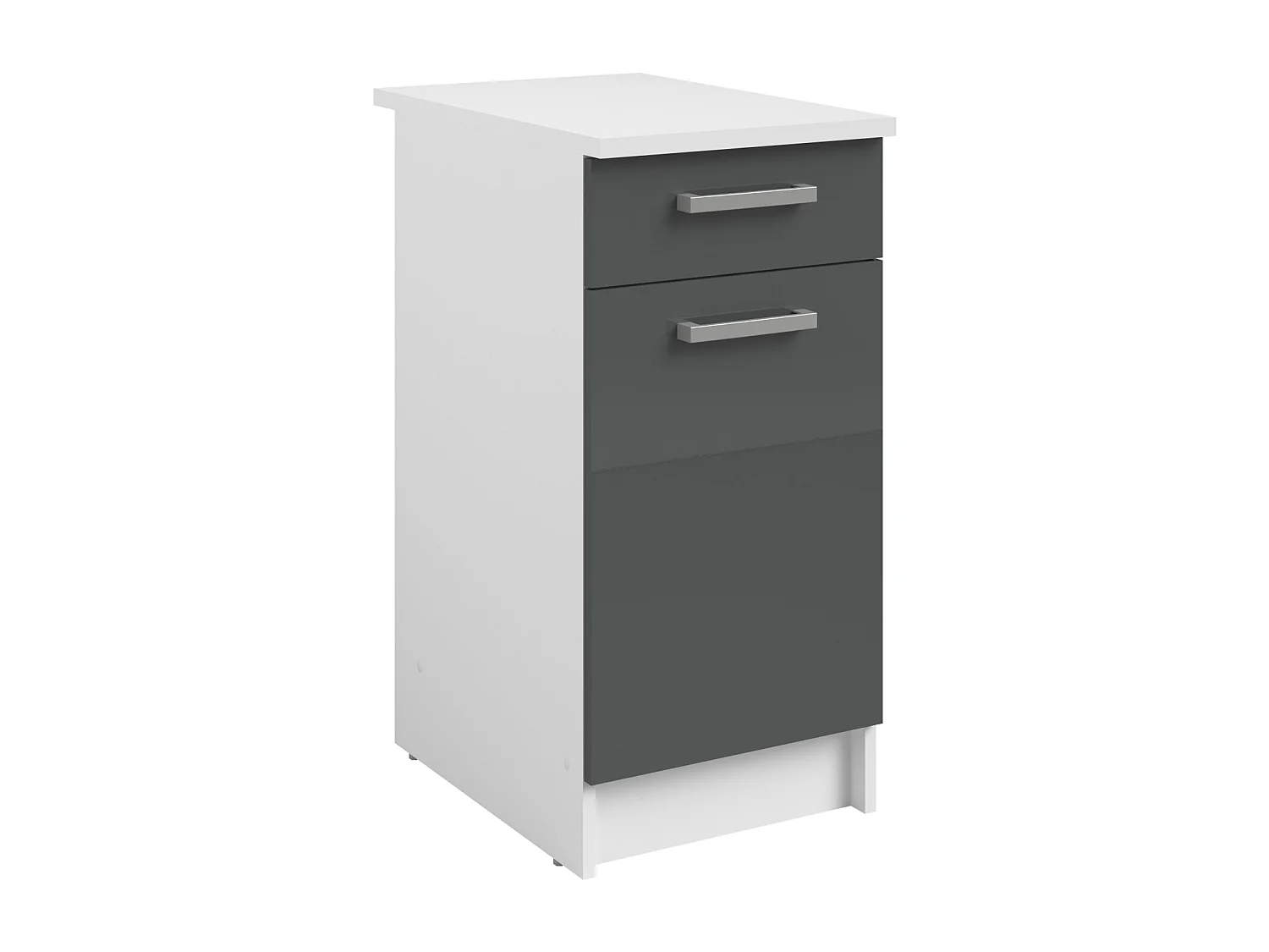 Cuisine complète - Avec plan de travail 240 cm - Gris brillant et Blanc - TRATTORIA