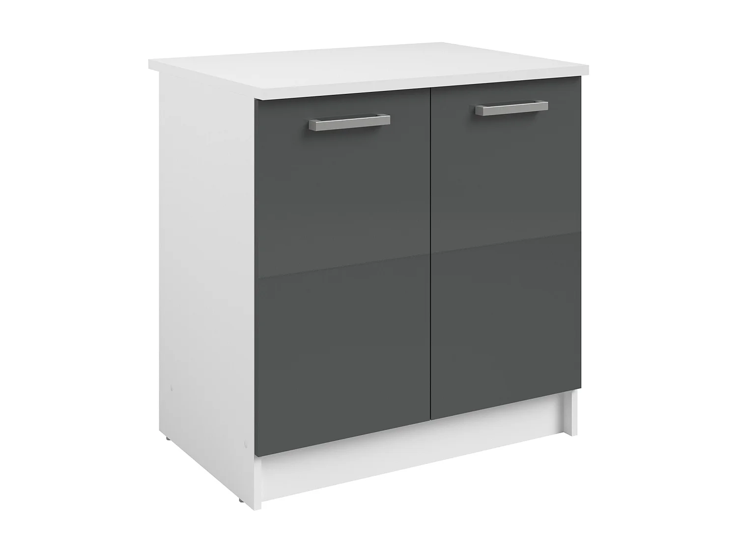 Cuisine complète - Avec plan de travail 240 cm - Gris brillant et Blanc - TRATTORIA