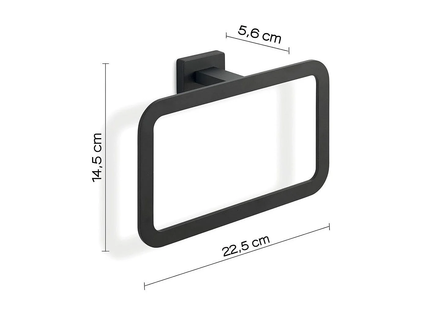 Anneau Porte-Serviettes Mural Noir Mat | Atene