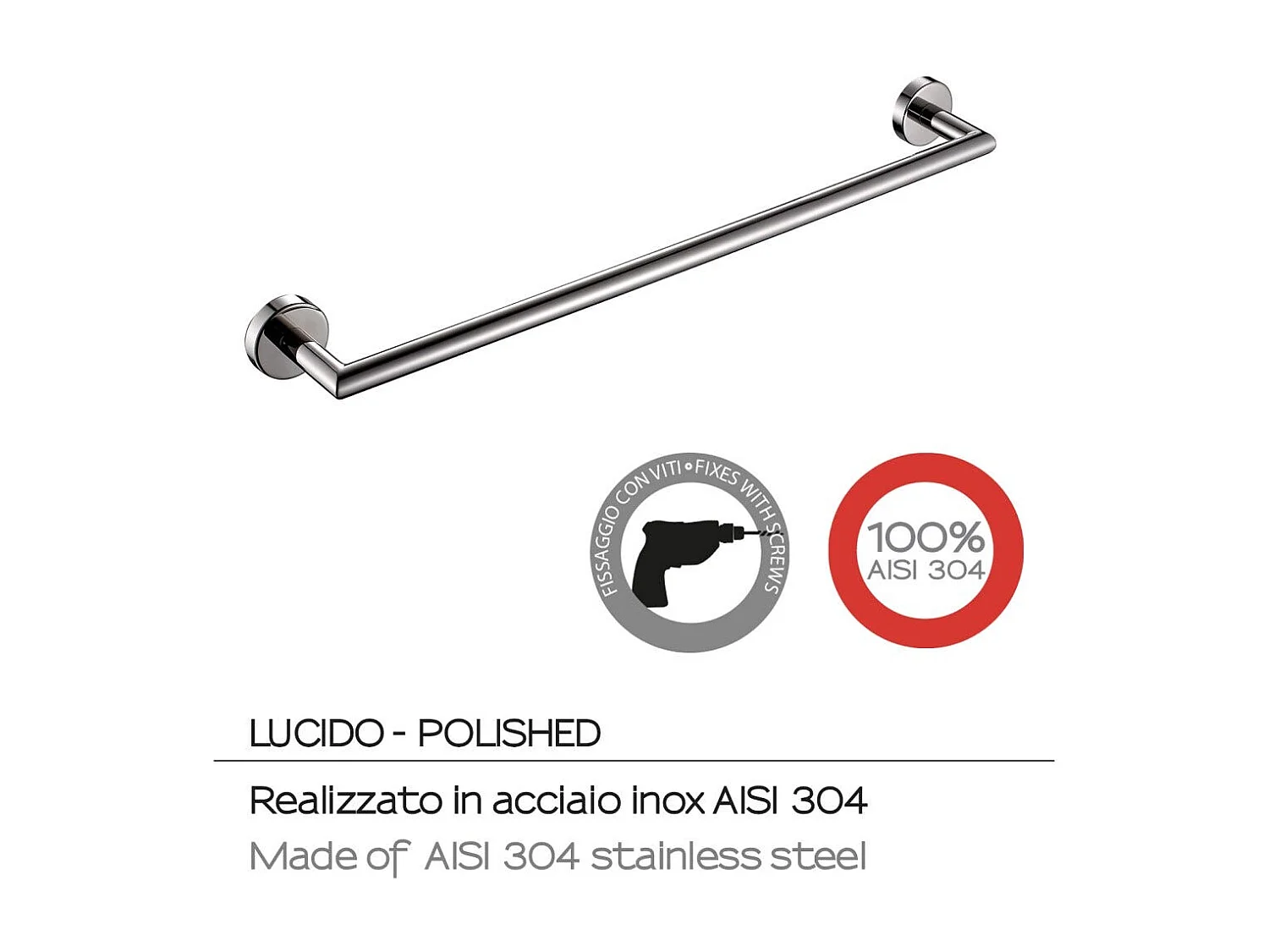 Porte-Serviettes Mural De 60 Cm En Acier Chromé Poli | Loto