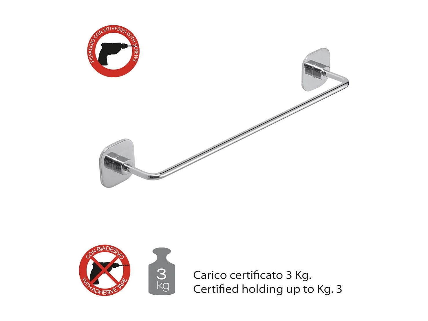 Porte-Serviettes En Acier Inoxydable Chromé De 30 Cm  | Timo