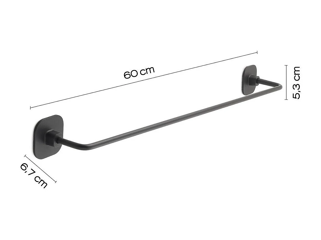 Porte-Serviettes De 60 Cm En Acier Inoxydable Noir Mat  | Timo