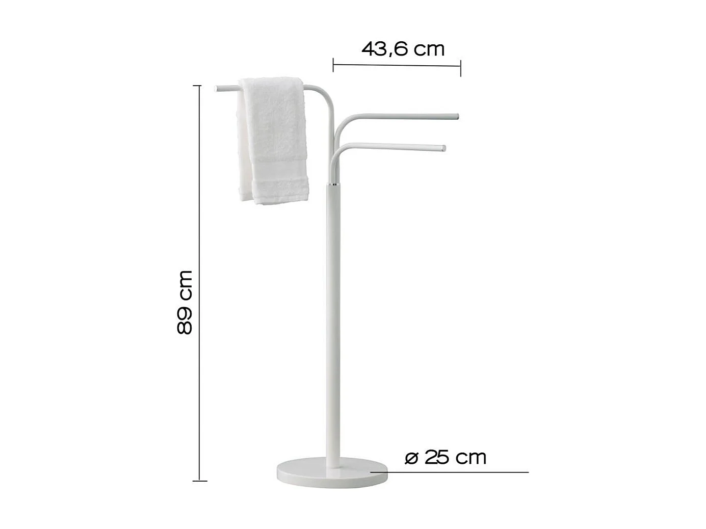 Porte-Serviettes De Sol En Acier Blanc  | Mille