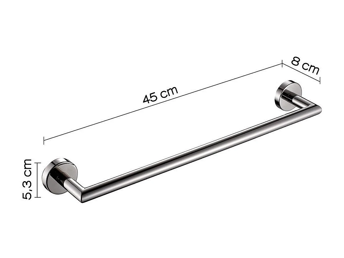 Porte-Serviettes De Salle De Bains En Acier Chromé Poli De 45 Cm | Loto