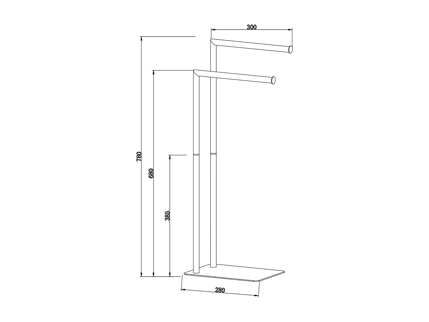 Support Chromé À 2 Essuie-Mains Avec Base Rectangulaire