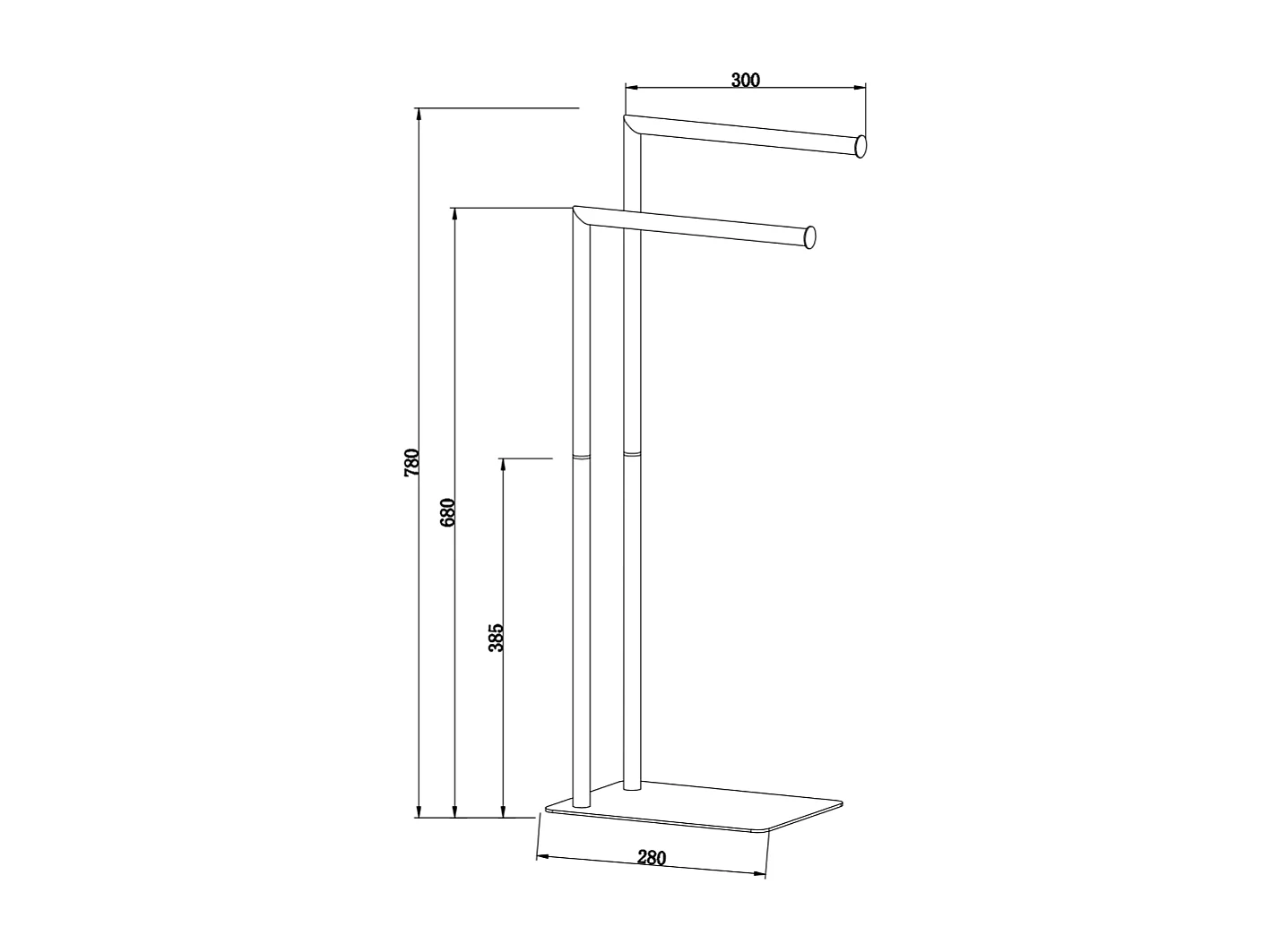 Support Chromé À 2 Essuie-Mains Avec Base Rectangulaire