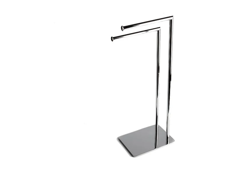 Support Chromé À 2 Essuie-Mains Avec Base Rectangulaire