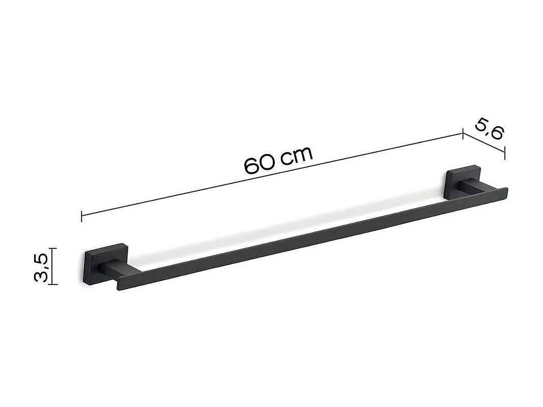 Porte-Serviettes De Salle De Bain 60Cm Acier Noir Mat | Atene