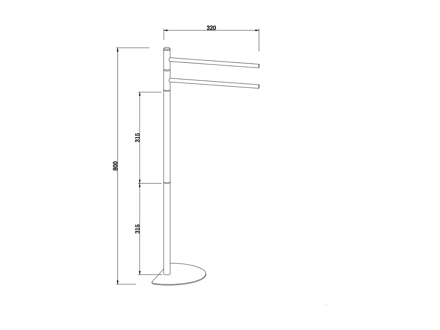 Porte-Serviettes Chromé À 2 Bras Avec Base En Demi-Lune