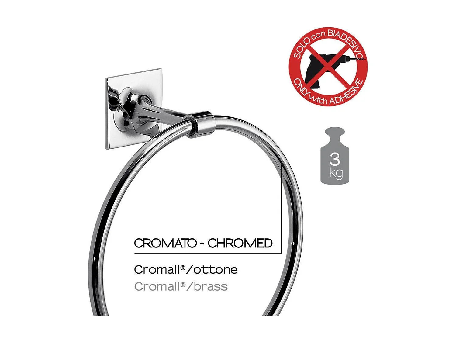 Mimosa Porte-Serviettes Mural À Anneau En Laiton Chromé| Mimosa