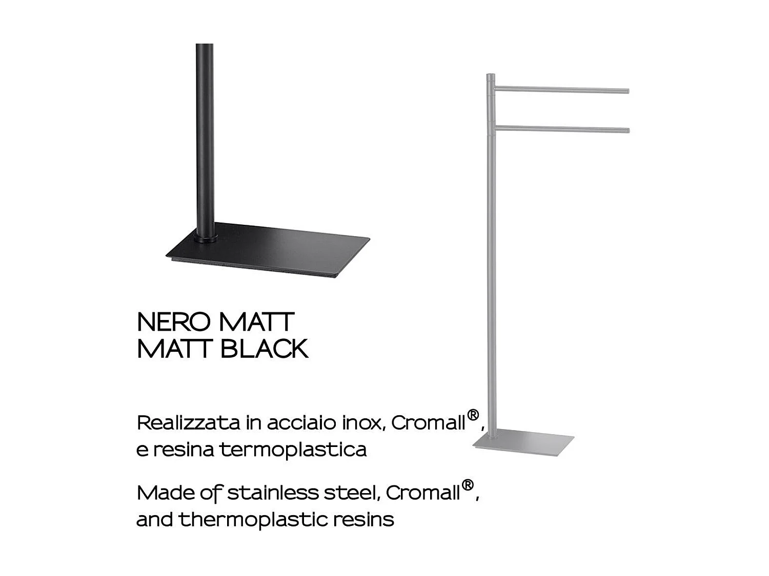 Porte-Serviettes En Acier Noir Mat | Silene