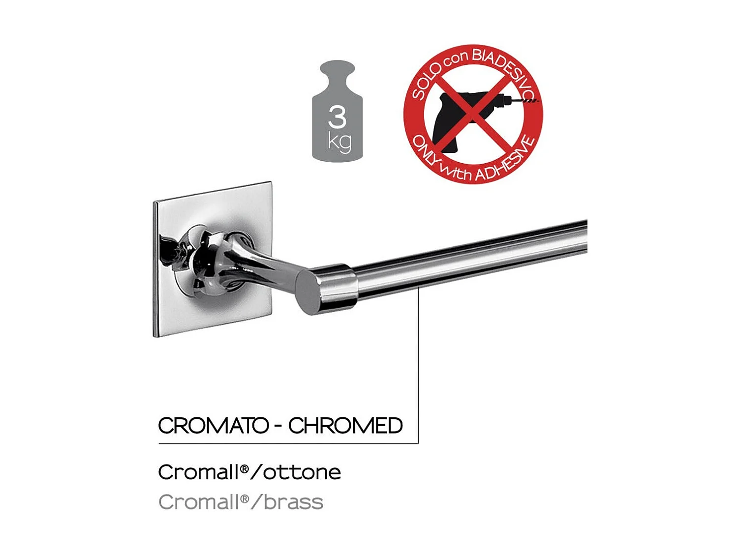 Porte-Serviettes De 35 Cm - Longueur Réglable - Support Mural Chromé | Mimosa