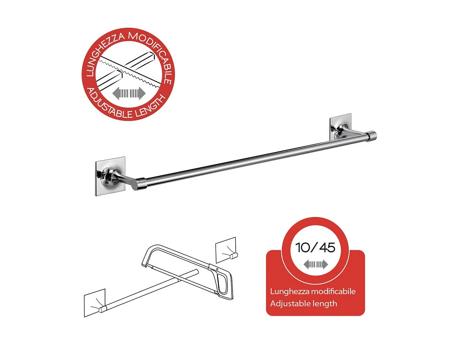 Porte-Serviettes Avec Une Longueur Modifiable En Laiton Chromé | Mimosa