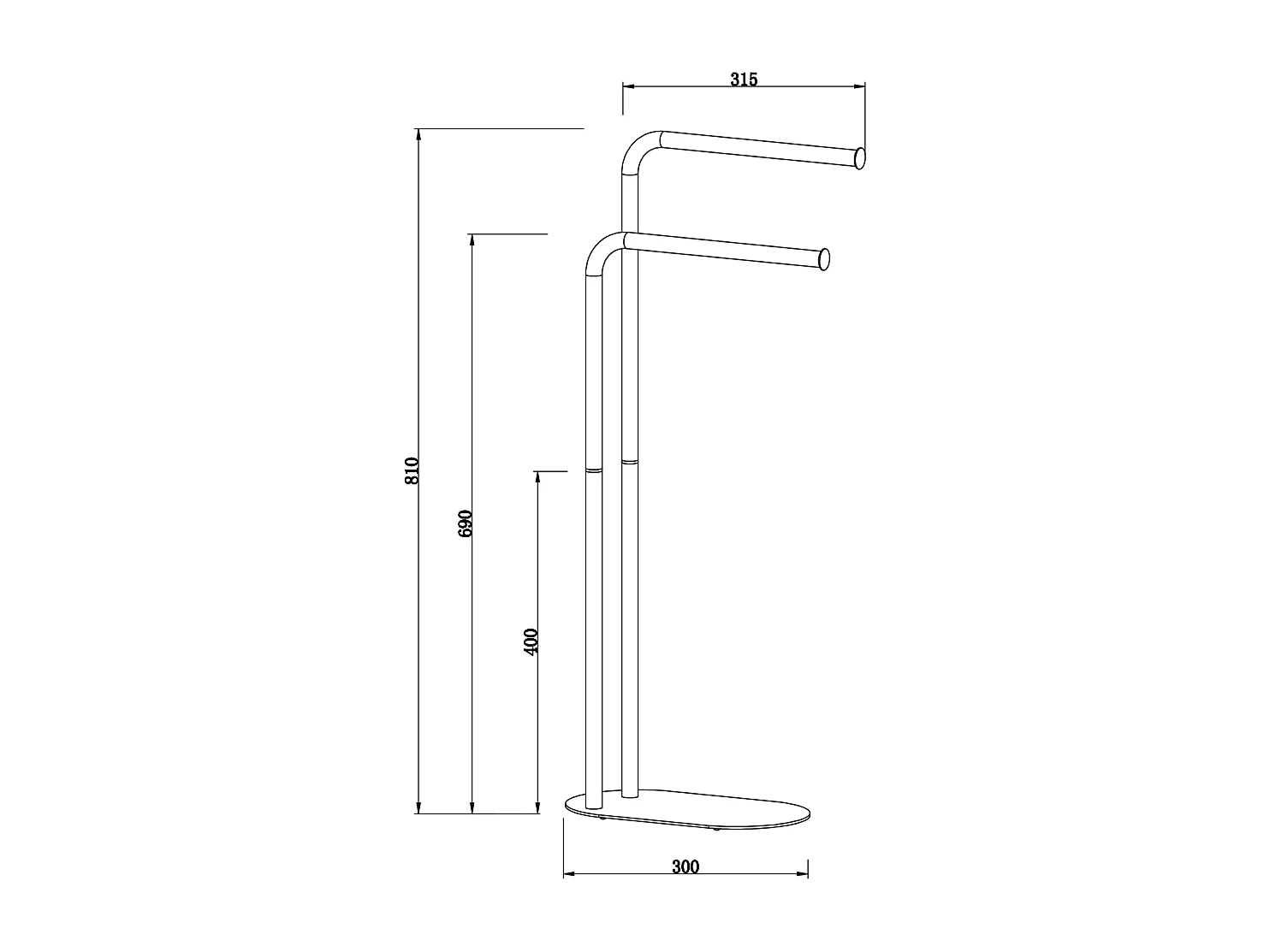 Lampadaire Avec 2 Bras Porte-Serviettes Design Noir Mat