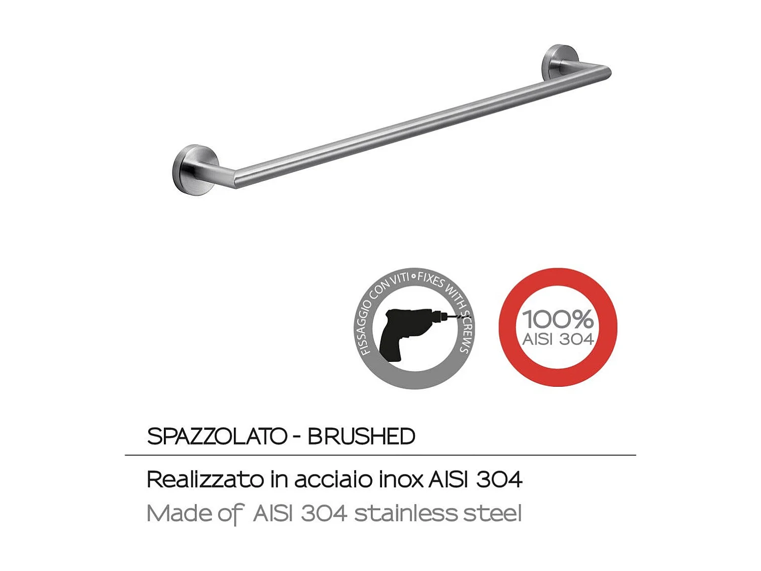 Porte-Serviettes Mural De 60 Cm En Acier Chromé Brossé | Loto