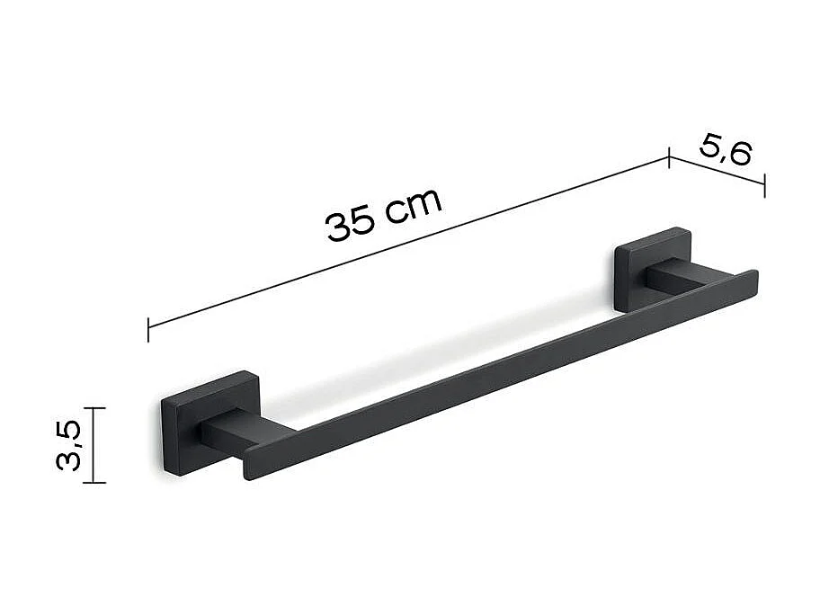 Porte-Serviettes En Acier Inoxydable Noir Mat De 35 Cm | Atene