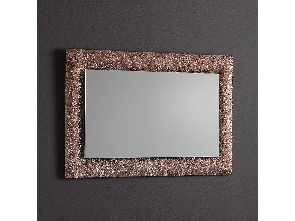 Miroir Avec Cadre En Perles De Verre Coulé Bronze Et Leds Intégrées 90X62
