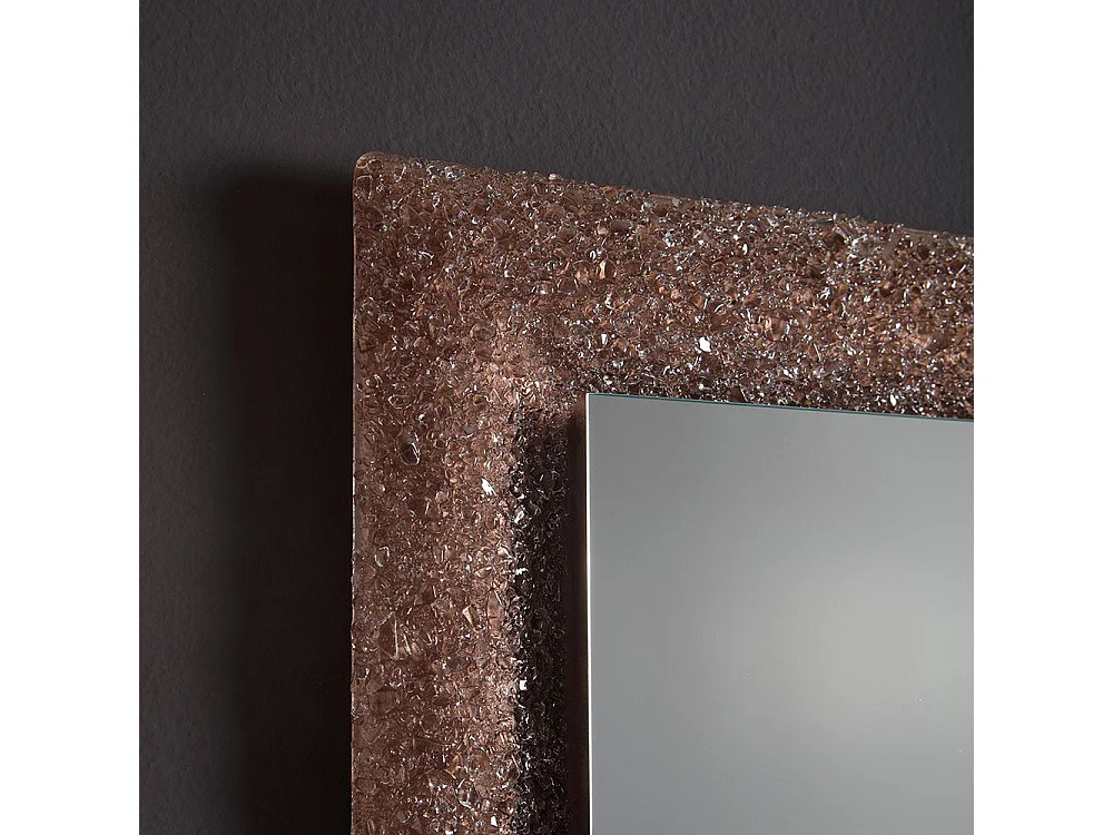 Miroir Avec Cadre En Perles De Verre Coulé Bronze Et Leds Intégrées 90X62