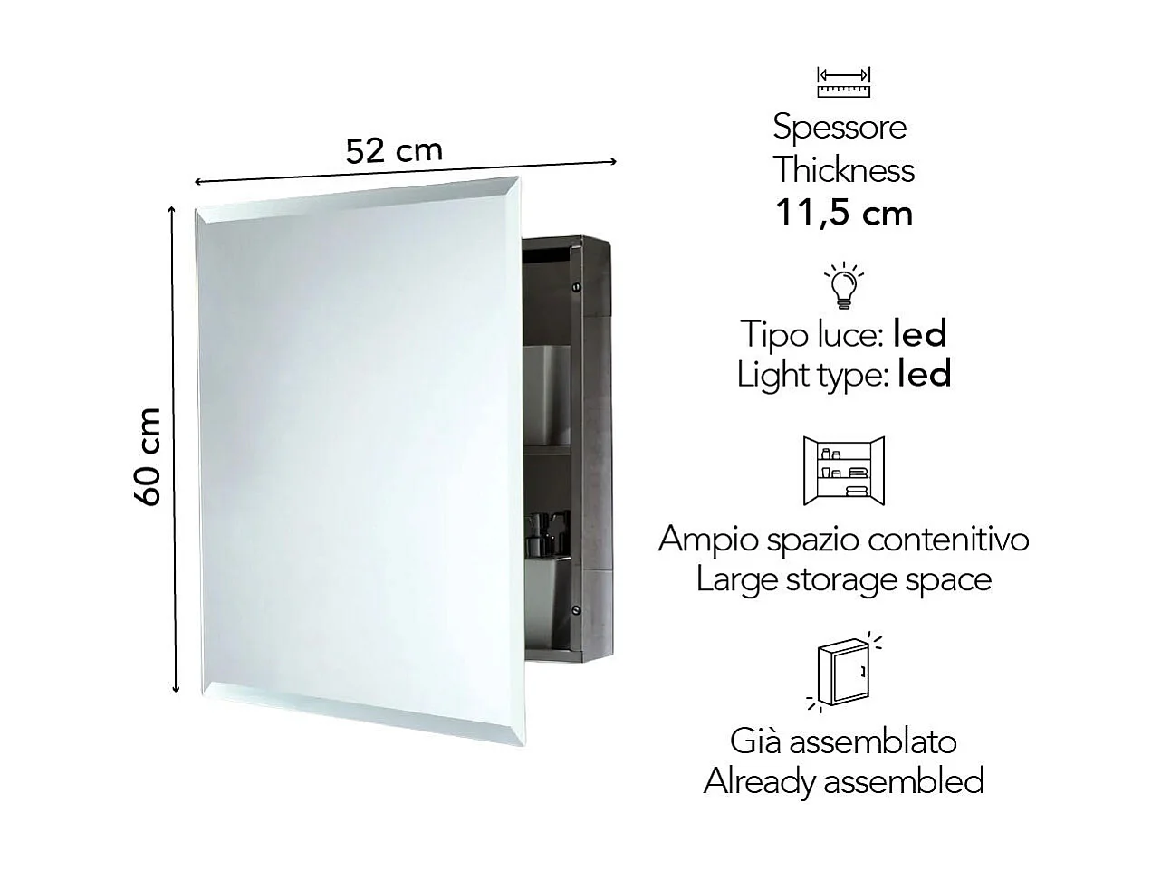 Armoire Suspendue Avec Miroir Pour Salle De Bain En Acier Inox