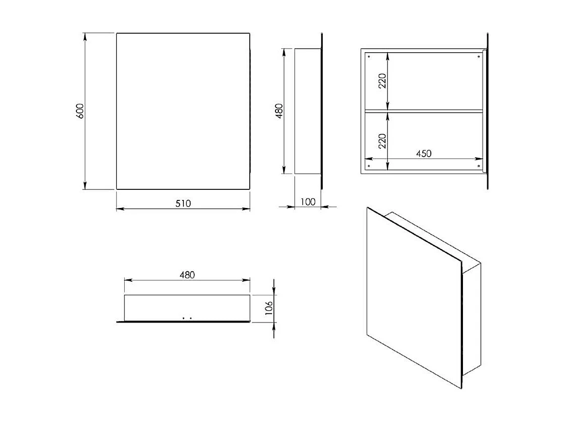 Armoire Suspendue Avec Miroir Pour Salle De Bain En Acier Inox