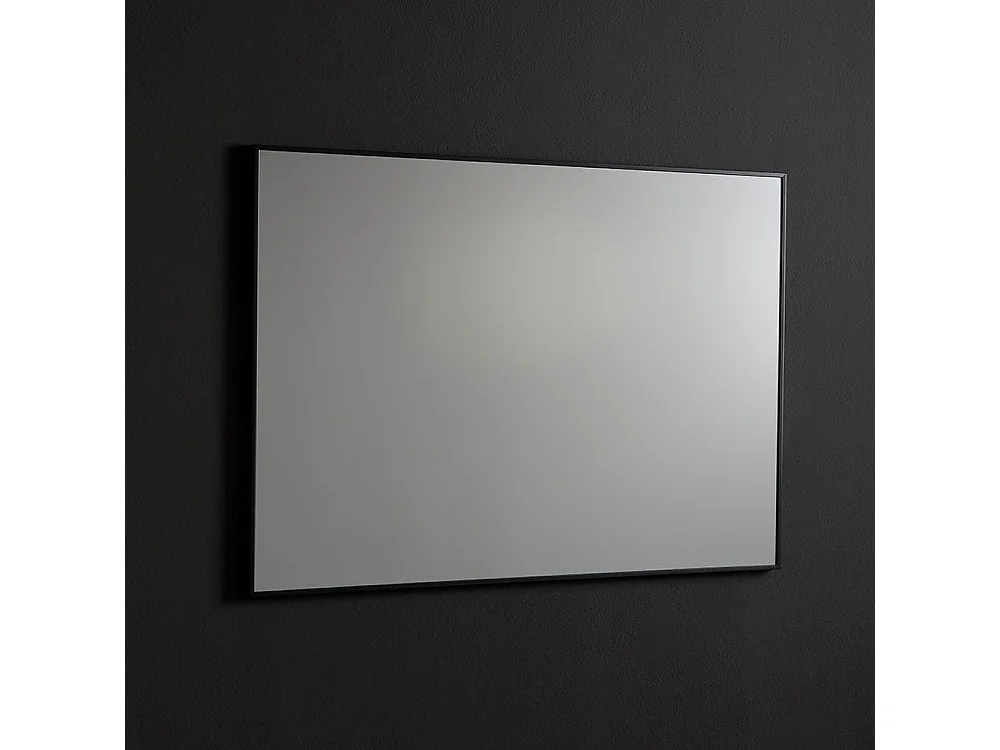 Miroir En Fil De Fer Poli 100X70 Réversible Avec Bordure Noire Mate